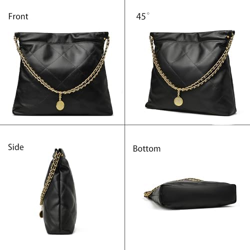 DORIS&JACKY Quilted Tote Bag Set For Women Soft Lambskin Shoulder Purse And Large Leather Work Handbag With 1 Small Clutch