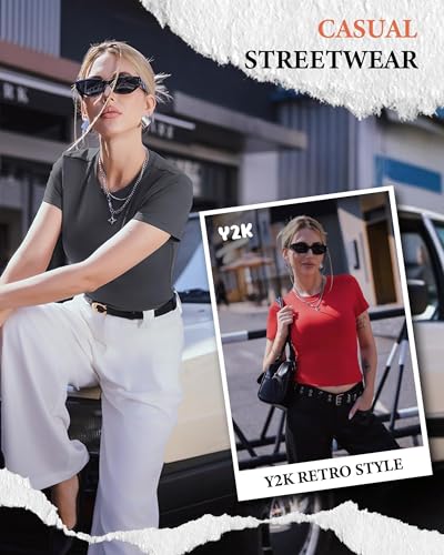 GAYHAY Women’s 3-Pack Basic Slim-Fit Crew Neck Tees – Black, White & Brown Crop Tops