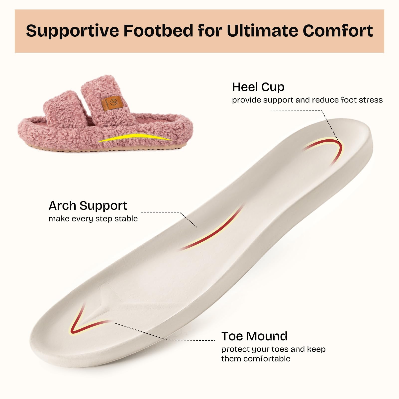 EverFoams Women’s Fuzzy Open-Toe Slippers – Soft Memory Foam Indoor House Shoes