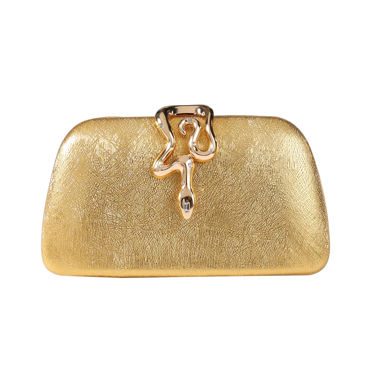 Dreubea Womens Clutch Bag with Elegant Snake Accent - Stylish & Chic Evening Purse Golden